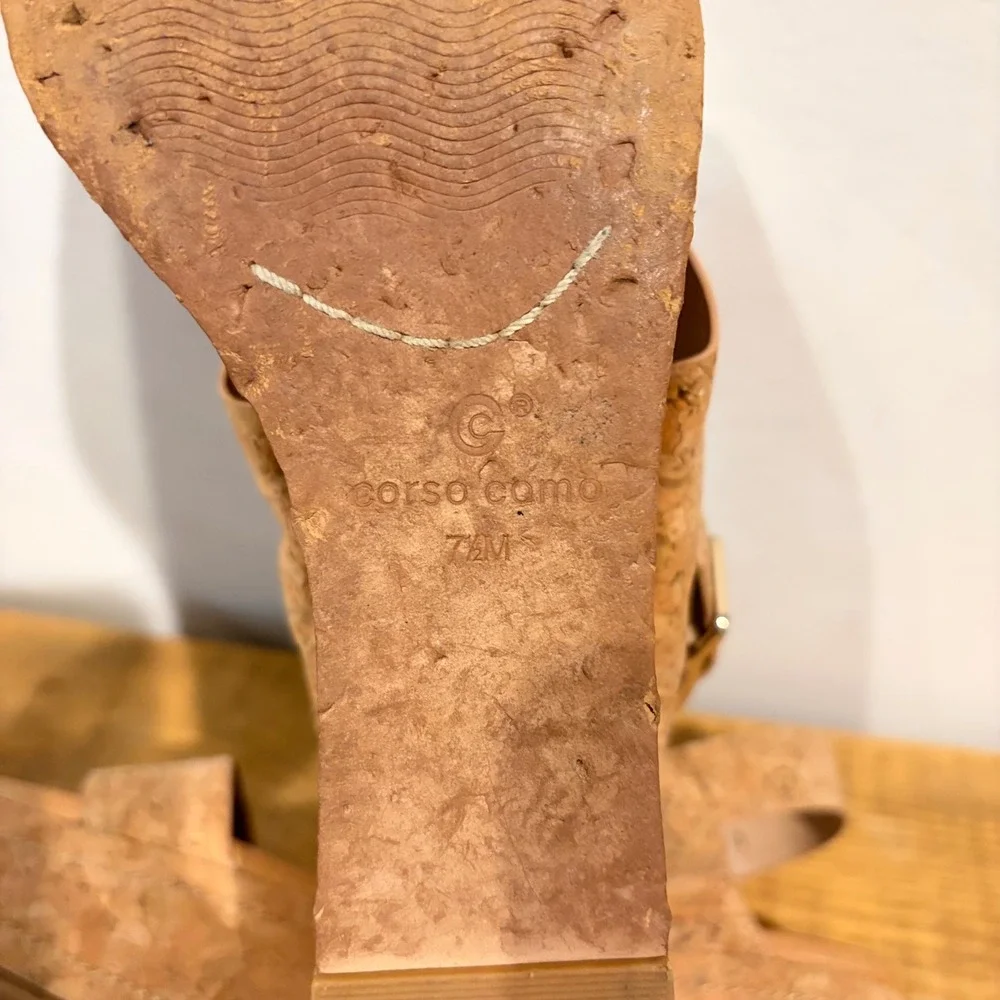 Corso Como Fairen Platform Wedge Natural Cork Sandal CC-FAIREN 7.5M slingback